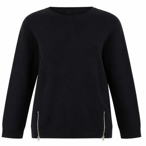 Red Herring Women’s Black Zip Hem Crew Neck Jumper Size 10