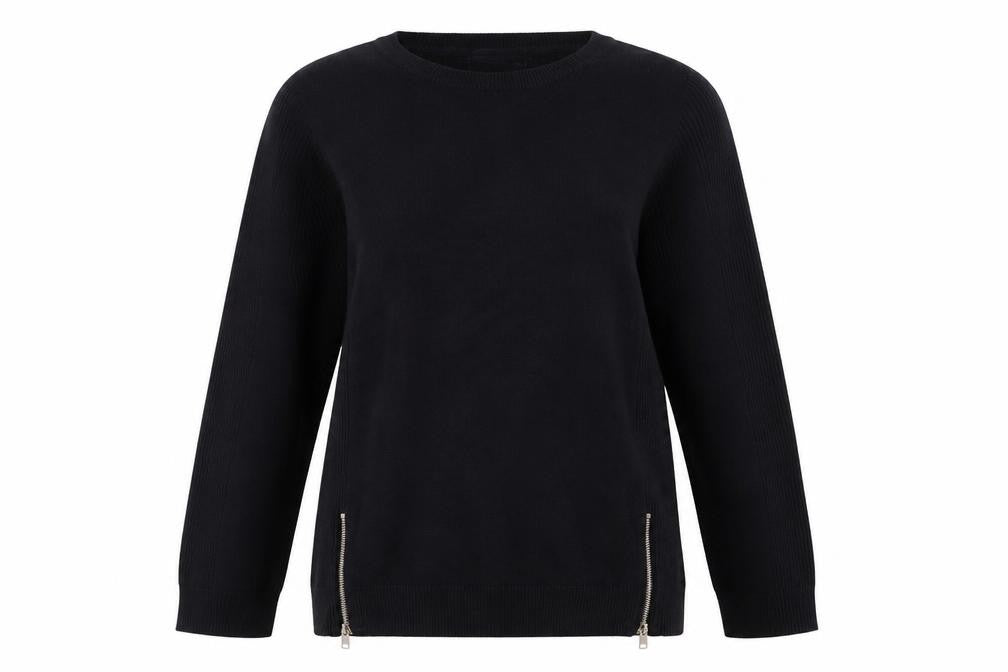 Red Herring Women’s Black Zip Hem Crew Neck Jumper Size 10