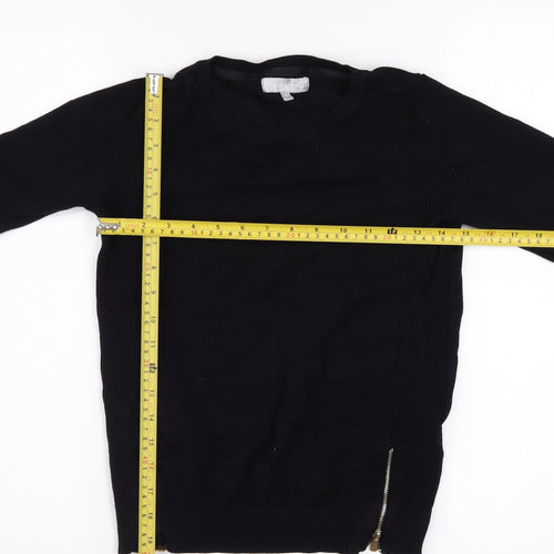 Red Herring Women’s Black Zip Hem Crew Neck Jumper Size 10