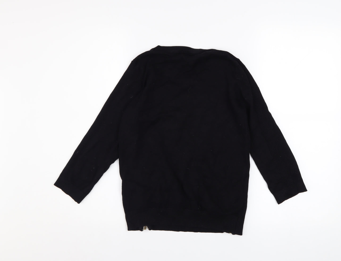 Red Herring Women’s Black Zip Hem Crew Neck Jumper Size 10