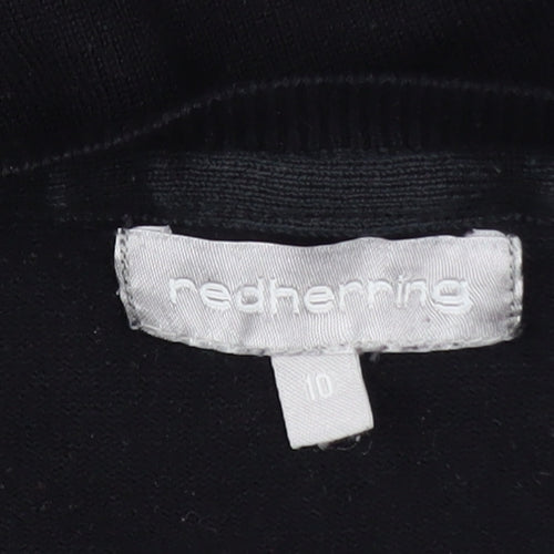 Red Herring Women’s Black Zip Hem Crew Neck Jumper Size 10