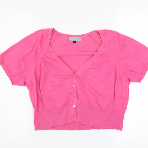 Red Herring Women Pink Short Sleeve V-Neck Cardigan Size 14