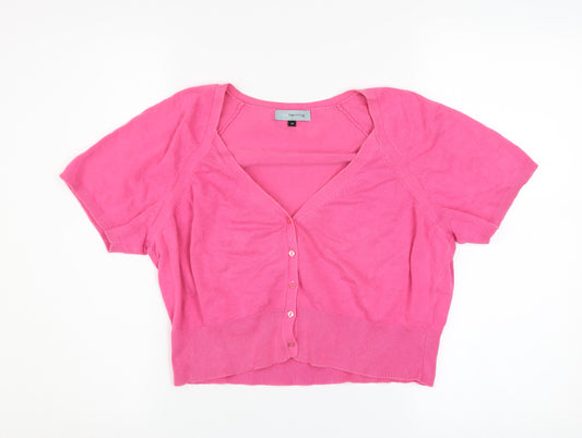 Red Herring Women Pink Short Sleeve V-Neck Cardigan Size 14