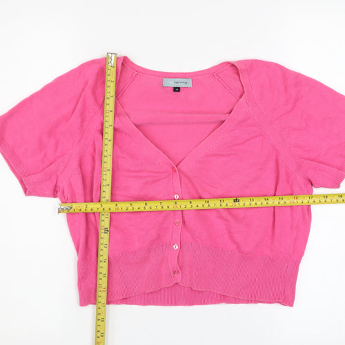 Red Herring Women Pink Short Sleeve V-Neck Cardigan Size 14