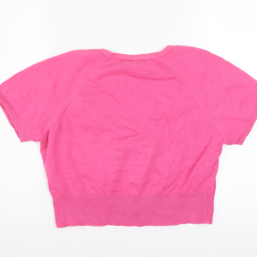 Red Herring Women Pink Short Sleeve V-Neck Cardigan Size 14