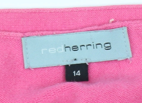 Red Herring Women Pink Short Sleeve V-Neck Cardigan Size 14