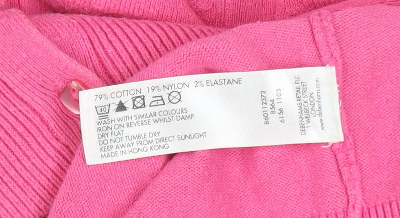 Red Herring Women Pink Short Sleeve V-Neck Cardigan Size 14