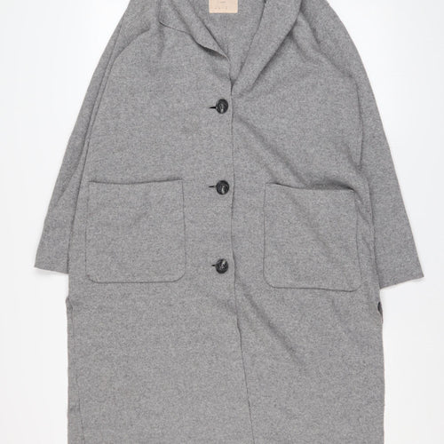Esprit Womens Grey Wool Blend Long Overcoat Size M