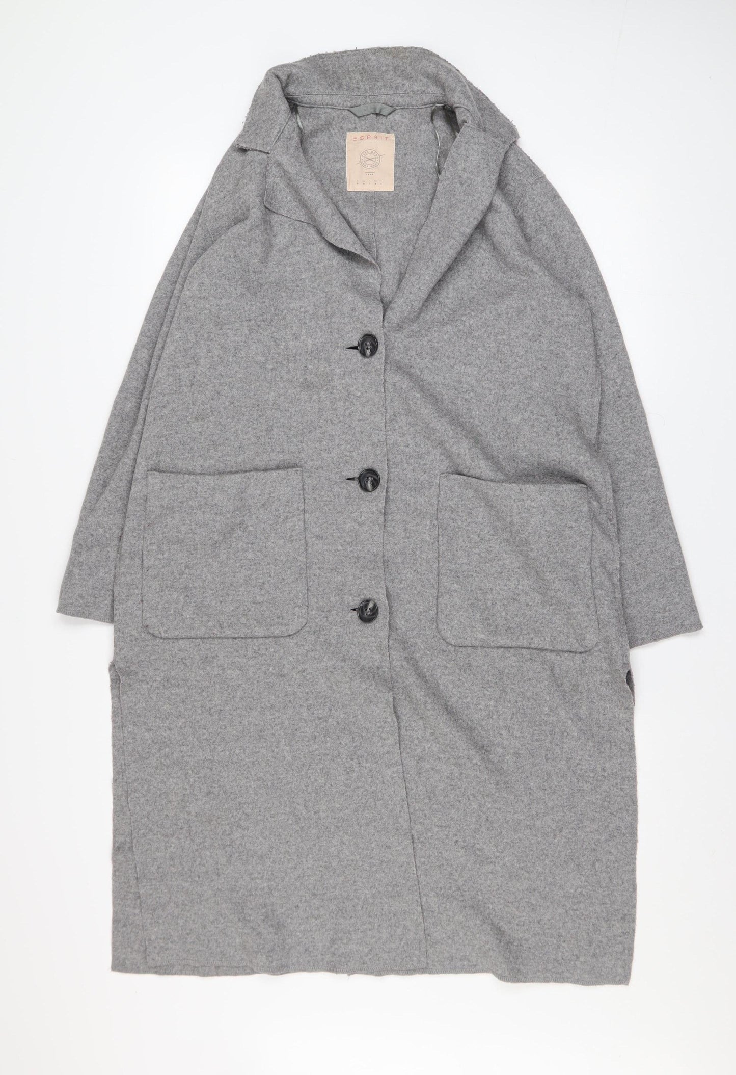 Esprit Womens Grey Wool Blend Long Overcoat Size M