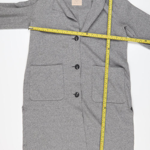 Esprit Womens Grey Wool Blend Long Overcoat Size M