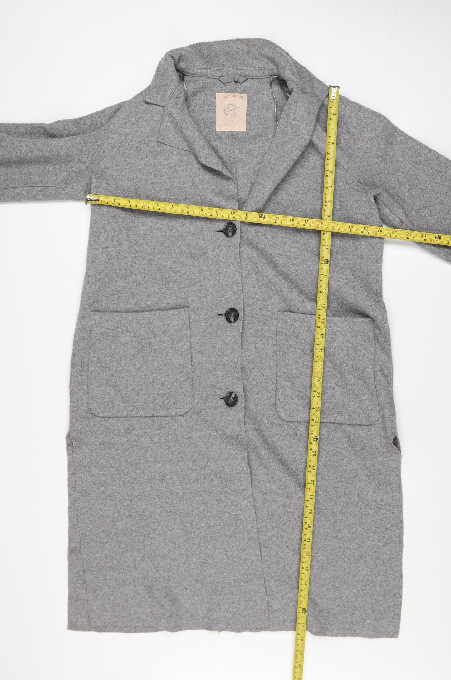 Esprit Womens Grey Wool Blend Long Overcoat Size M