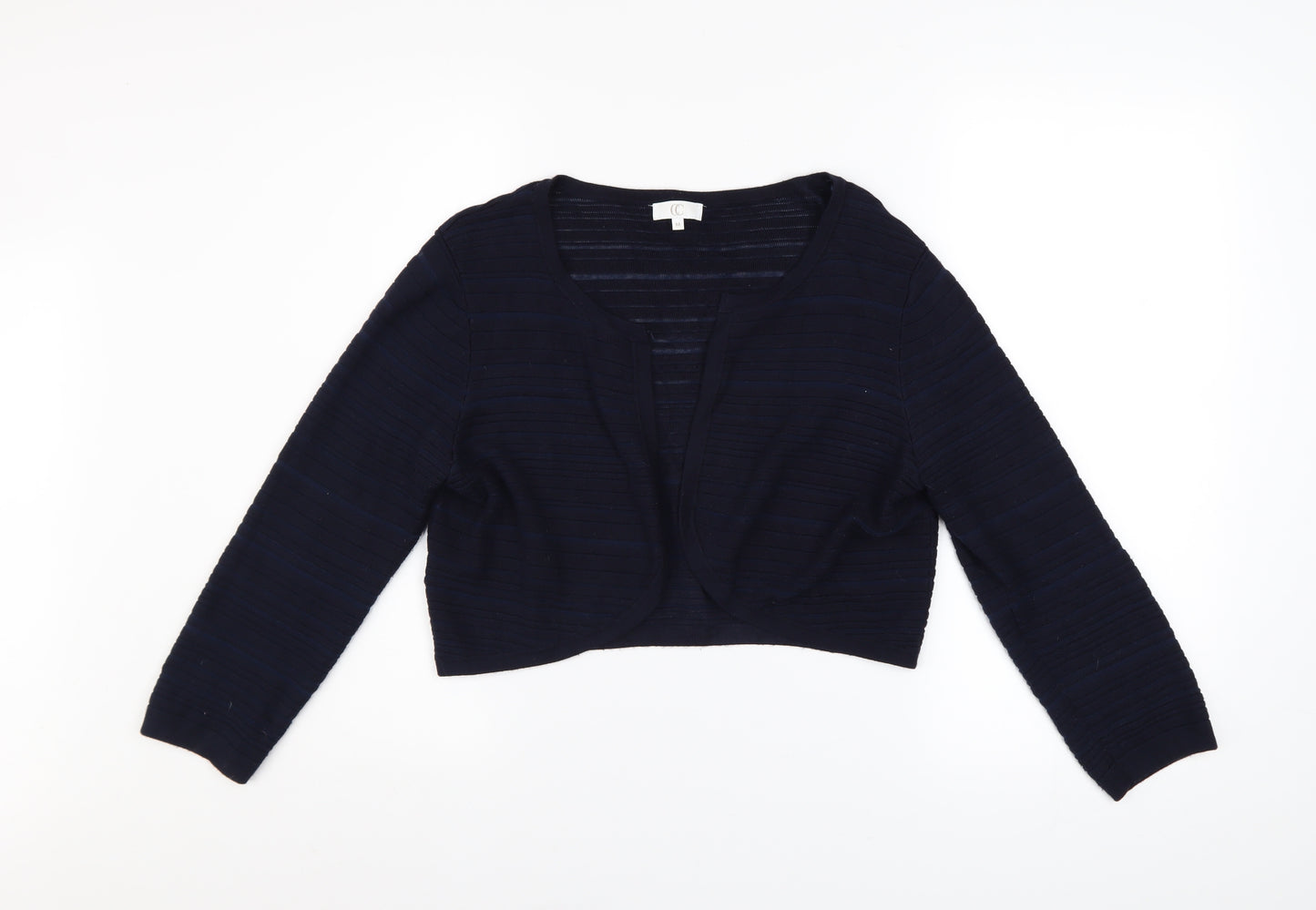 CC Women Navy Blue Cropped Cardigan Medium Viscose Blend