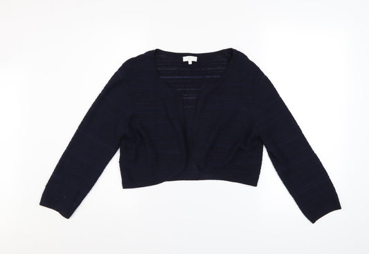 CC Women Navy Blue Cropped Cardigan Medium Viscose Blend