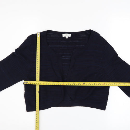 CC Women Navy Blue Cropped Cardigan Medium Viscose Blend