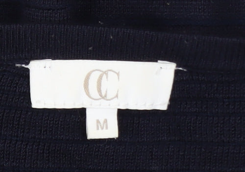 CC Women Navy Blue Cropped Cardigan Medium Viscose Blend