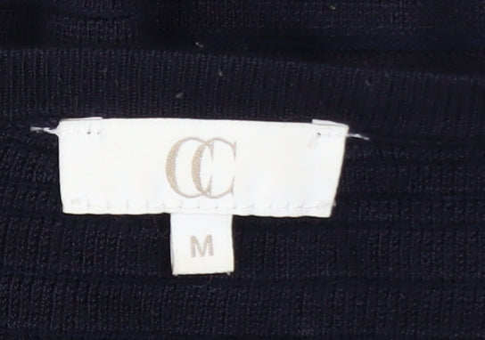 CC Women Navy Blue Cropped Cardigan Medium Viscose Blend