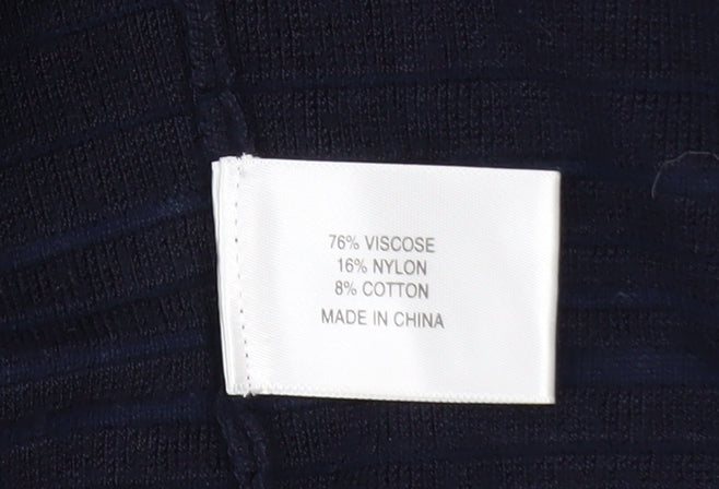 CC Women Navy Blue Cropped Cardigan Medium Viscose Blend