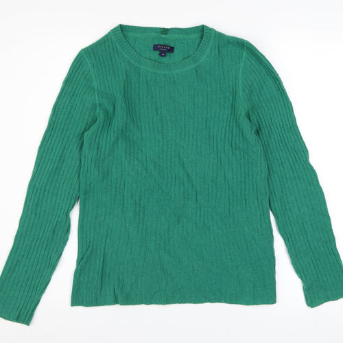 Jigsaw Women Green Cashmere Crew Neck Long Sleeve Pullover Jumper M