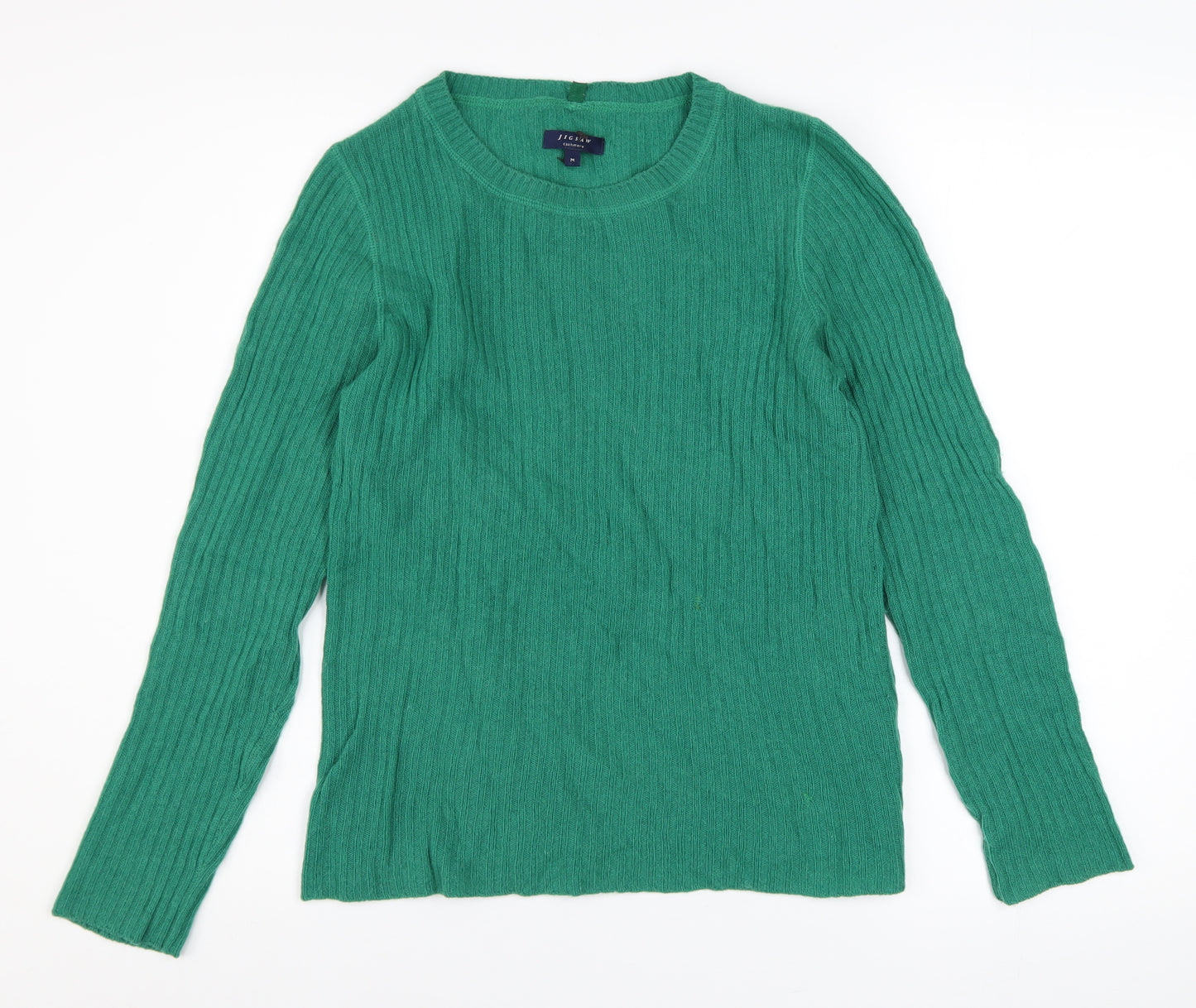 Jigsaw Women Green Cashmere Crew Neck Long Sleeve Pullover Jumper M