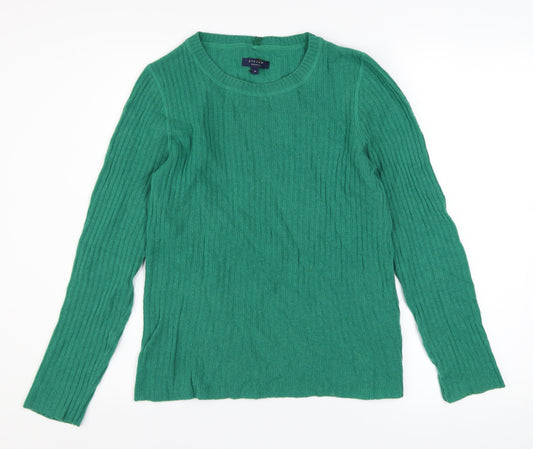 Jigsaw Women Green Cashmere Crew Neck Long Sleeve Pullover Jumper M