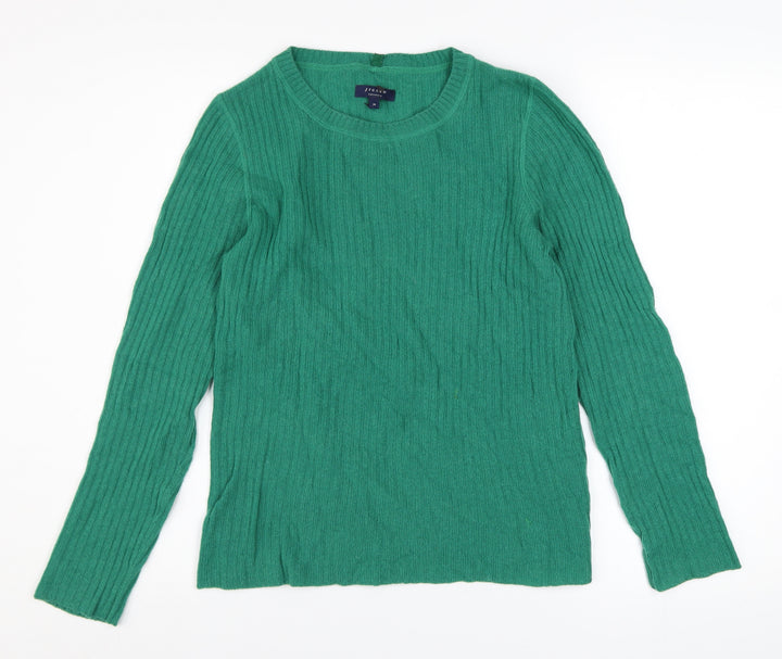 Jigsaw Women Green Cashmere Crew Neck Long Sleeve Pullover Jumper M