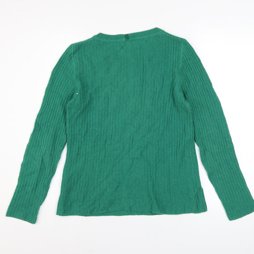 Jigsaw Women Green Cashmere Crew Neck Long Sleeve Pullover Jumper M
