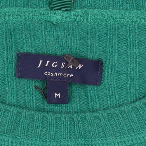 Jigsaw Women Green Cashmere Crew Neck Long Sleeve Pullover Jumper M