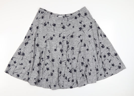 Marks and Spencer Women Grey Floral A-Line Stretch Jersey Skirt Size 20