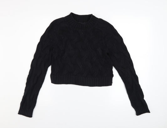 Banana Republic Womens Black XS Cable Knit Cotton Jumper