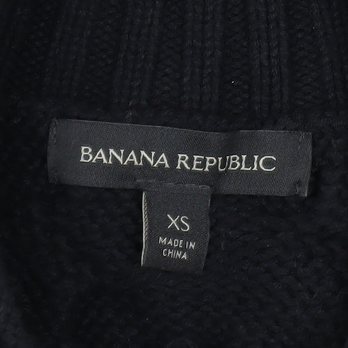 Banana Republic Womens Black XS Cable Knit Cotton Jumper