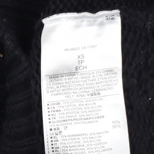 Banana Republic Womens Black XS Cable Knit Cotton Jumper
