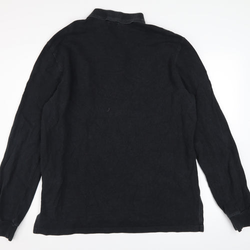 Ralph Lauren Men's Black Long Sleeve Custom Fit Rugby Shirt XL
