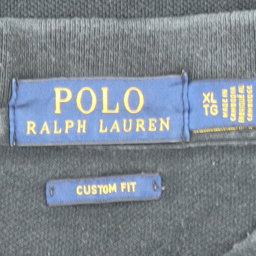 Ralph Lauren Men's Black Long Sleeve Custom Fit Rugby Shirt XL