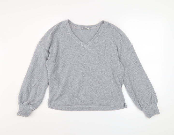 Marks and Spencer Women Grey V-Neck Knit Pullover Jumper Size S