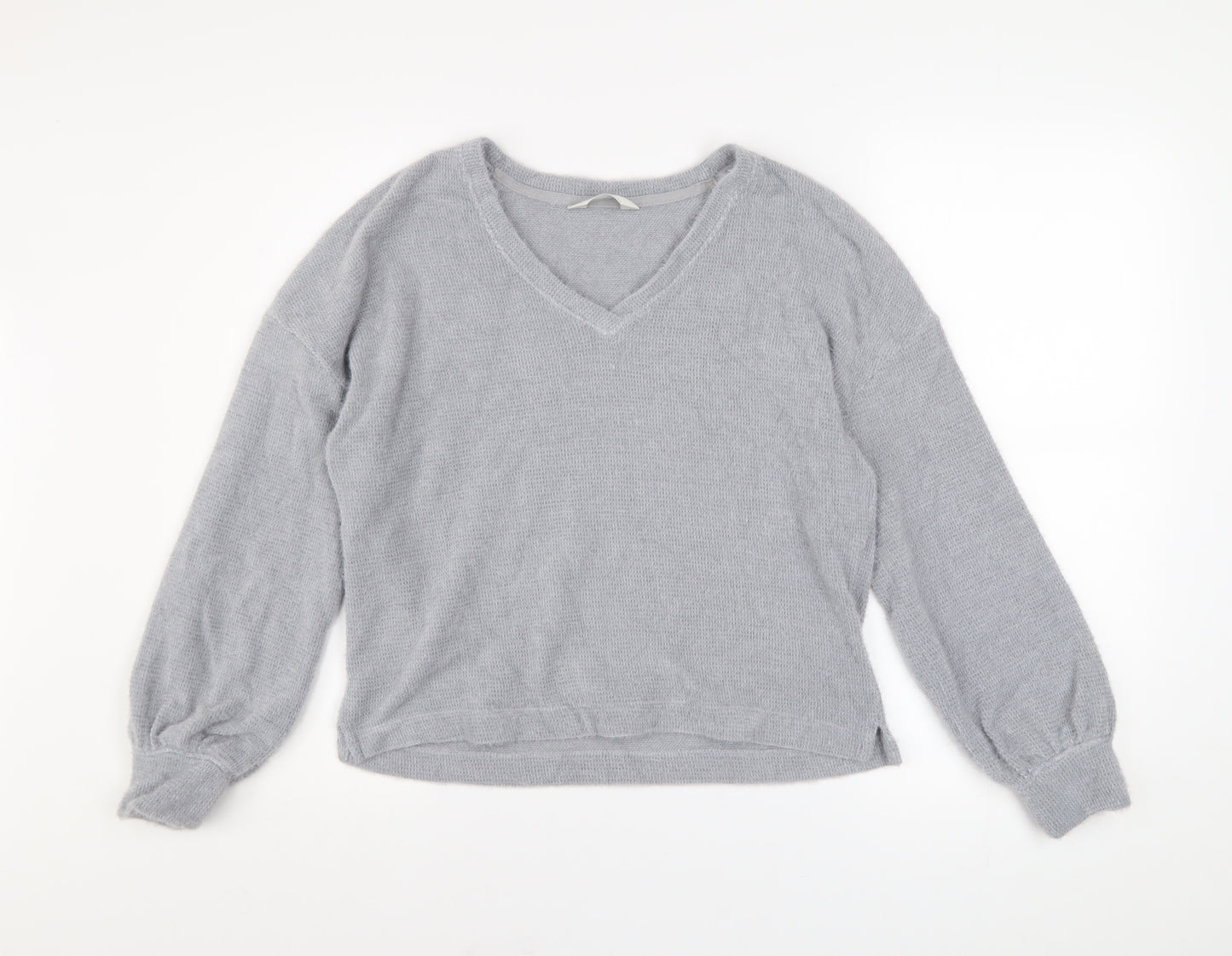 Marks and Spencer Women Grey V-Neck Knit Pullover Jumper Size S
