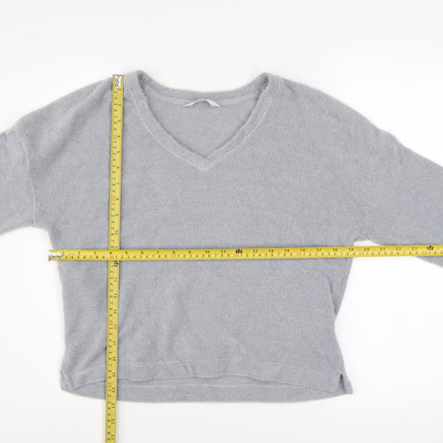 Marks and Spencer Women Grey V-Neck Knit Pullover Jumper Size S