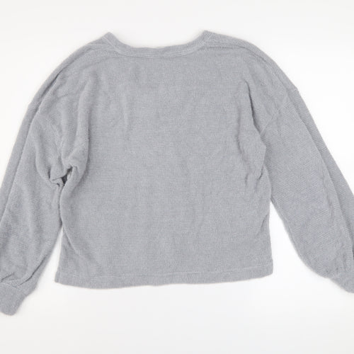 Marks and Spencer Women Grey V-Neck Knit Pullover Jumper Size S