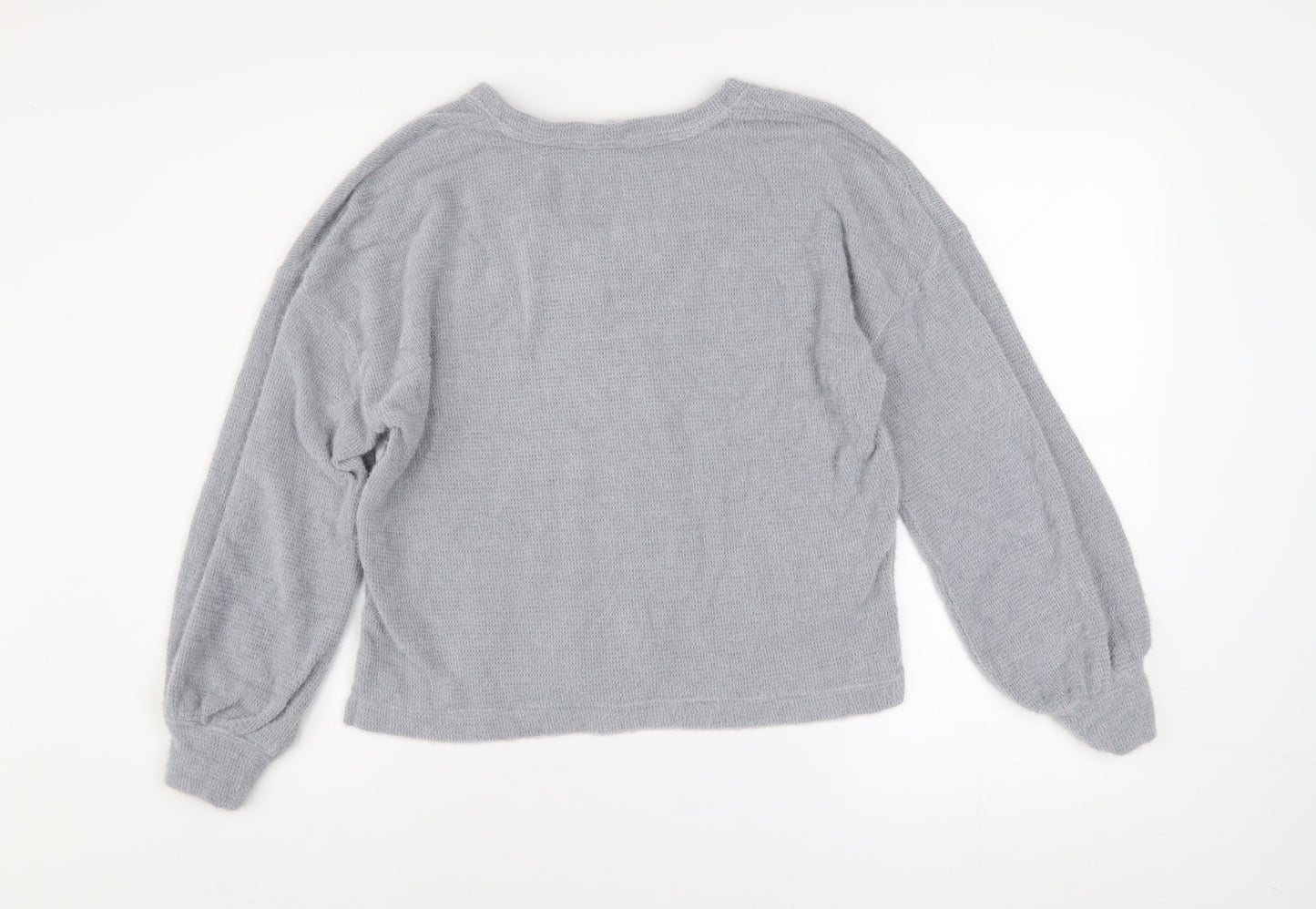 Marks and Spencer Women Grey V-Neck Knit Pullover Jumper Size S