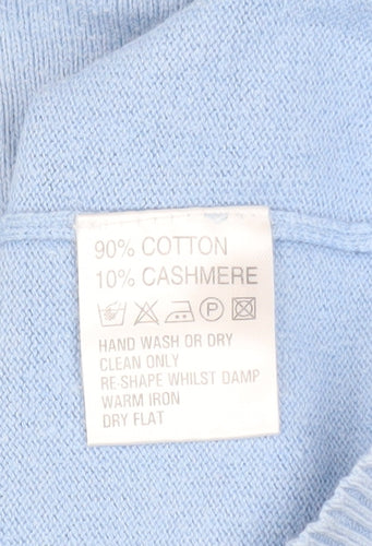 Austin Reed Mens Blue Cotton Cashmere V-Neck Sleeveless Jumper L