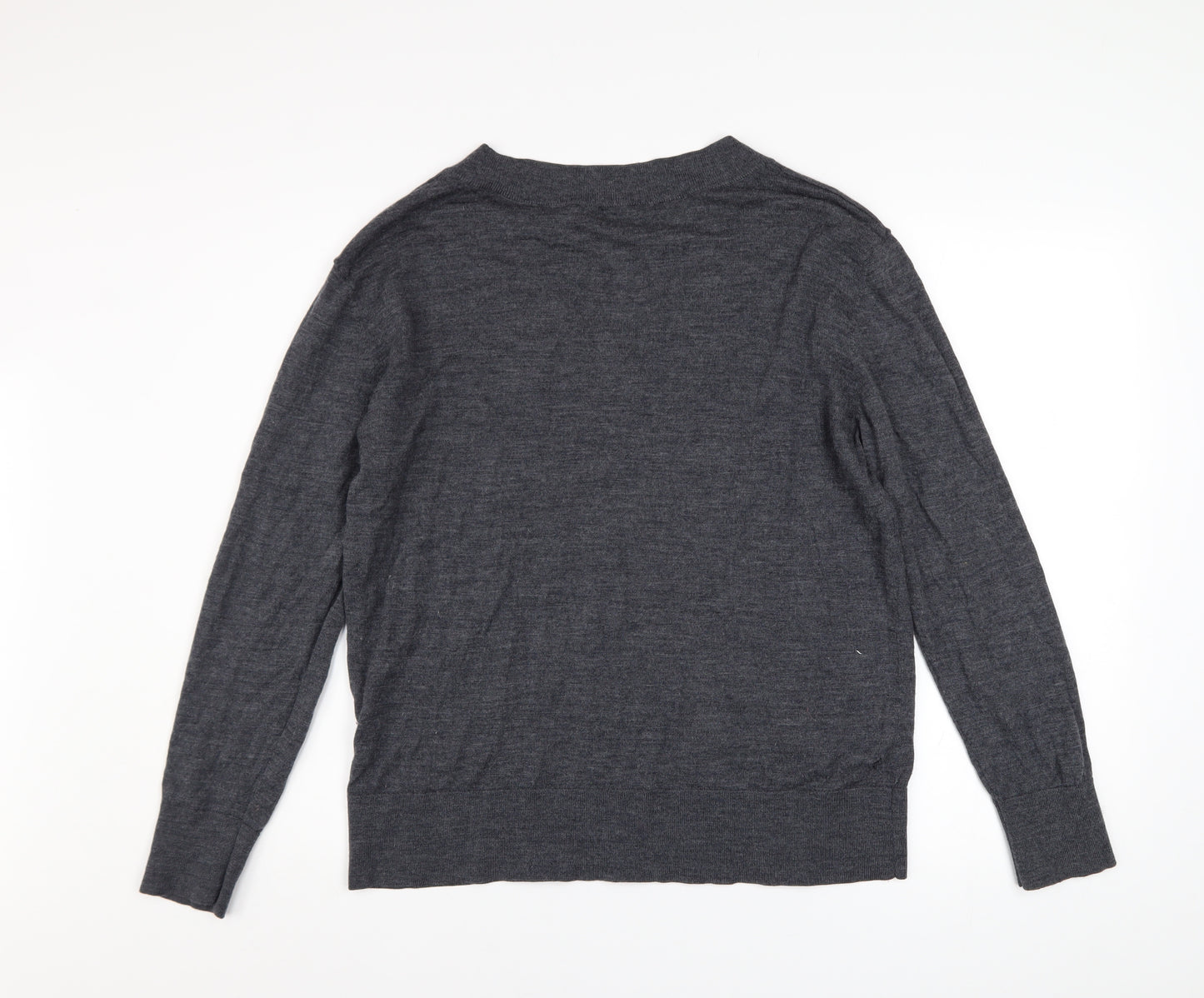H&M Women’s Grey Merino Wool V-Neck Jumper Size 12