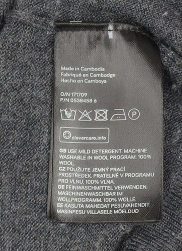 H&M Women’s Grey Merino Wool V-Neck Jumper Size 12