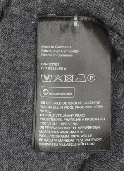 H&M Women’s Grey Merino Wool V-Neck Jumper Size 12