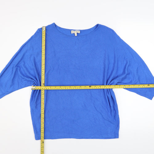 Phase Eight Women Blue Batwing Pullover Jumper UK M Cotton Blend