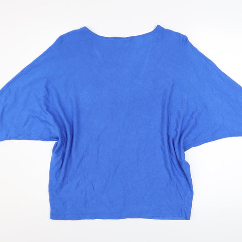 Phase Eight Women Blue Batwing Pullover Jumper UK M Cotton Blend