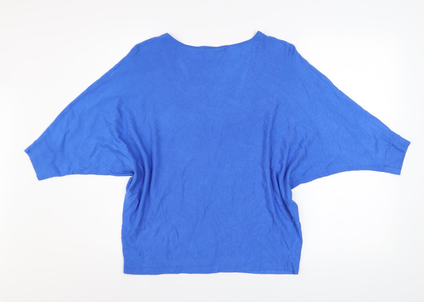 Phase Eight Women Blue Batwing Pullover Jumper UK M Cotton Blend