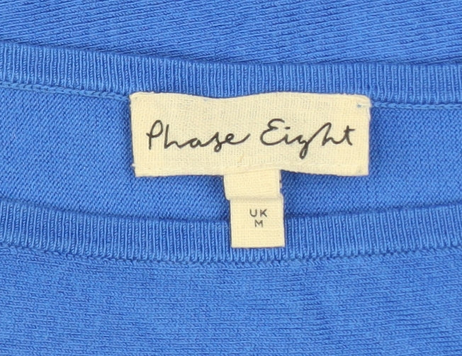 Phase Eight Women Blue Batwing Pullover Jumper UK M Cotton Blend