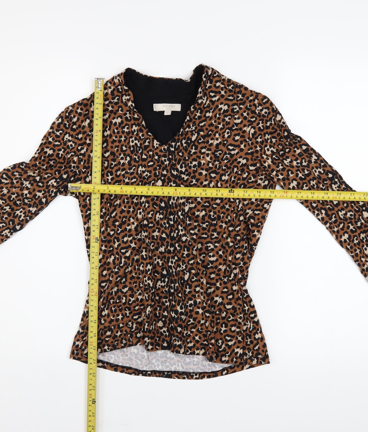 Hobbs Women Brown Leopard Print Wrap Blouse Size S