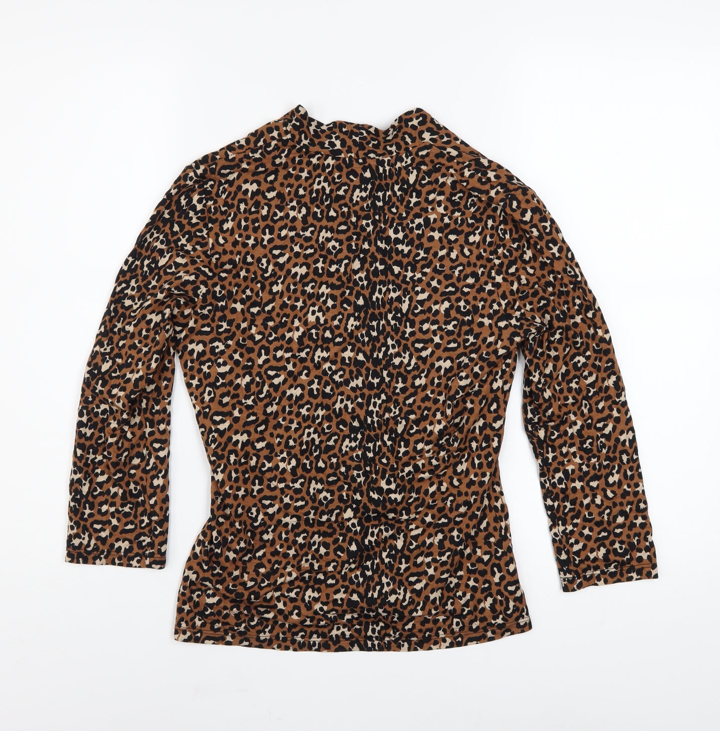Hobbs Women Brown Leopard Print Wrap Blouse Size S