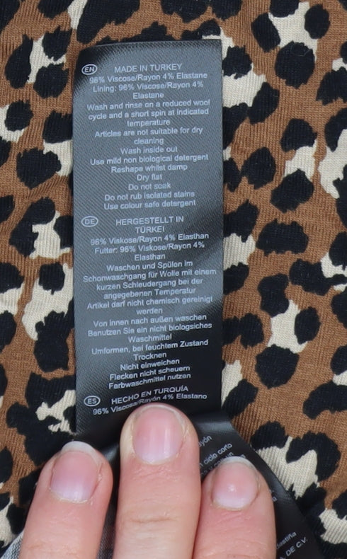 Hobbs Women Brown Leopard Print Wrap Blouse Size S