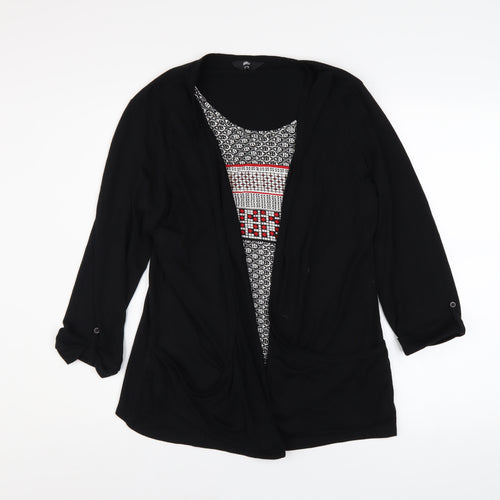 Max Women’s Black Tunic Blouse Size 18 Long Sleeve Geometric Summer Top